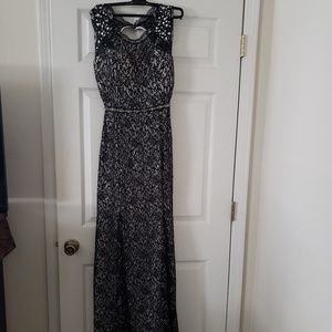 Black and silver ball gown